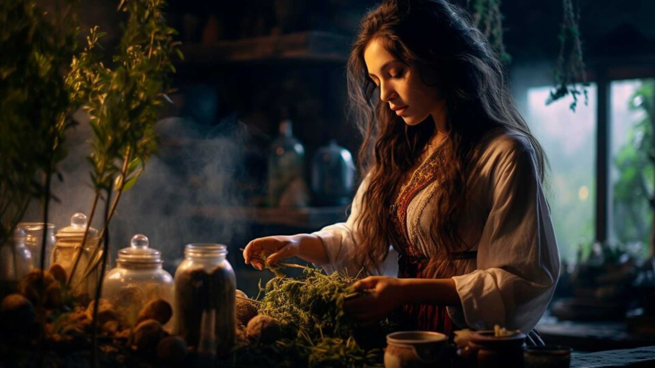 A lady is looking at the Cannabis